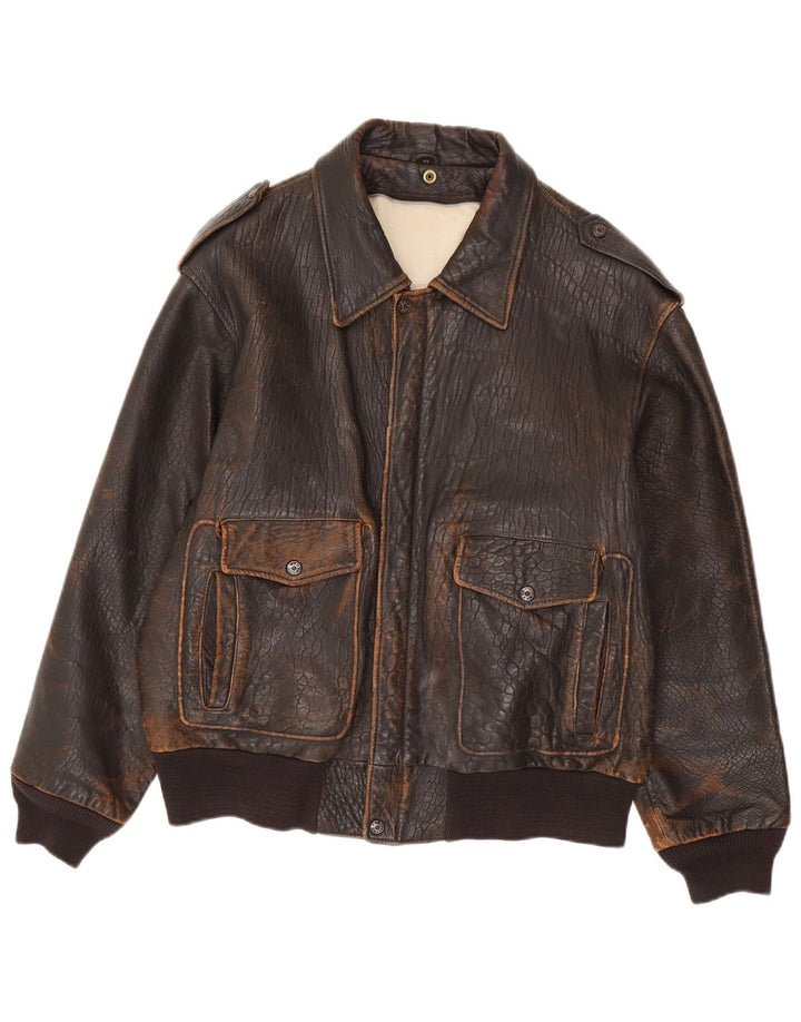 Vintage Herren Lederjacke IT 48 Mittelbraun