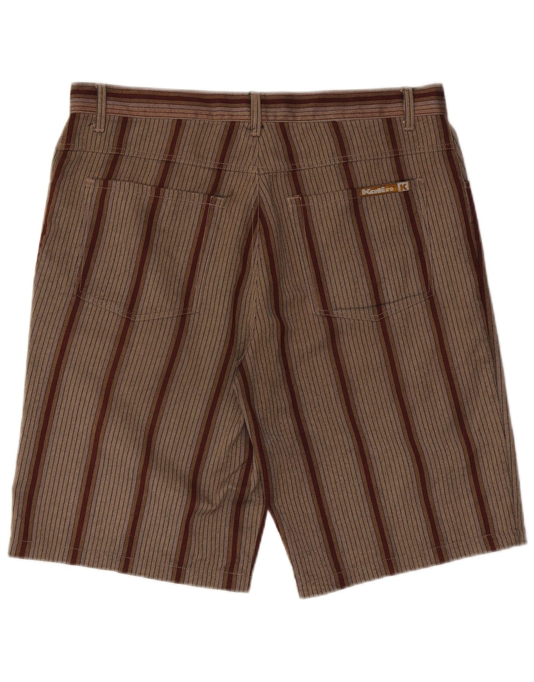 Katin Herren-Freizeitshorts W36, großes braun gestreiftes Polyester
