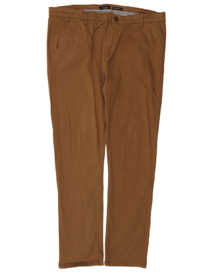 Pierre Cardin Herren-Chinohose mit normaler Passform, schmale Passform, W40, L31, braunes Polyester