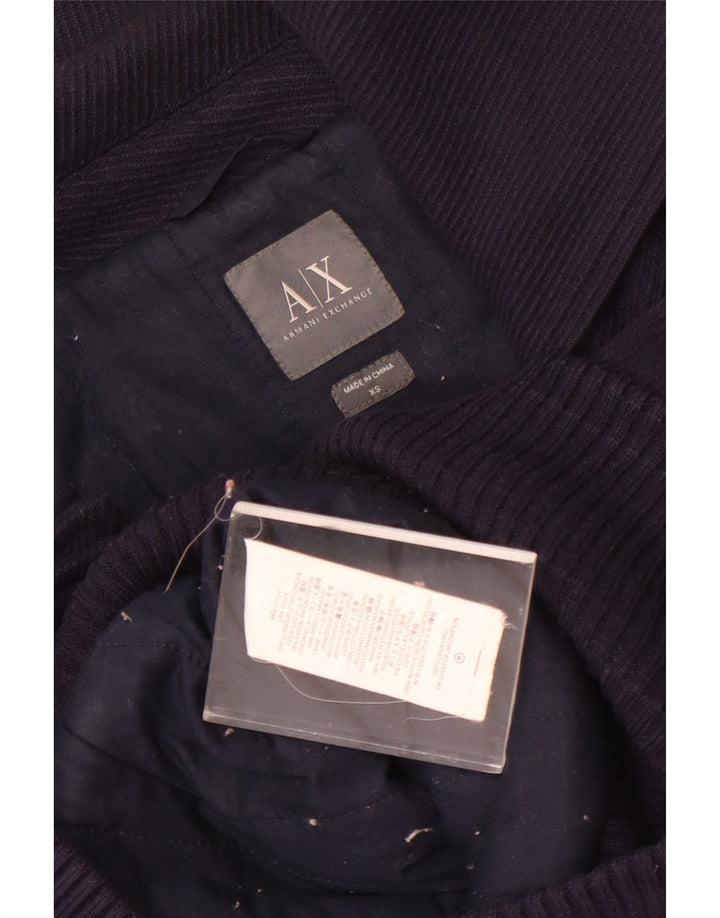 Armani Exchange Damen Zweireihige Crop Bomberjacke UK 6 XS Marineblau