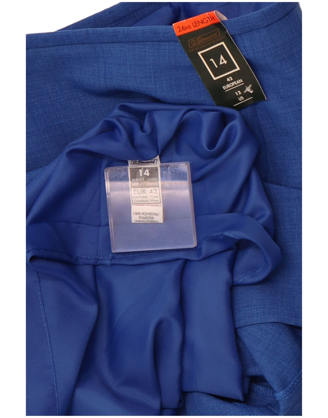 ST. BERNARD Damen-Bleistiftrock mit hoher Taille, UK 14, Größe L W28, blau, Polyester