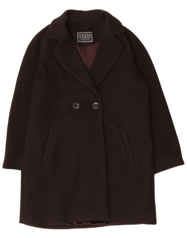 Guess Übergroßer zweireihiger Damenmantel UK 10 Small Schwarz Polyester