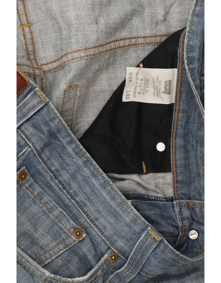 Levi's Herren 514 Slim Straight Jeans W34 L32 Blaue Baumwolle