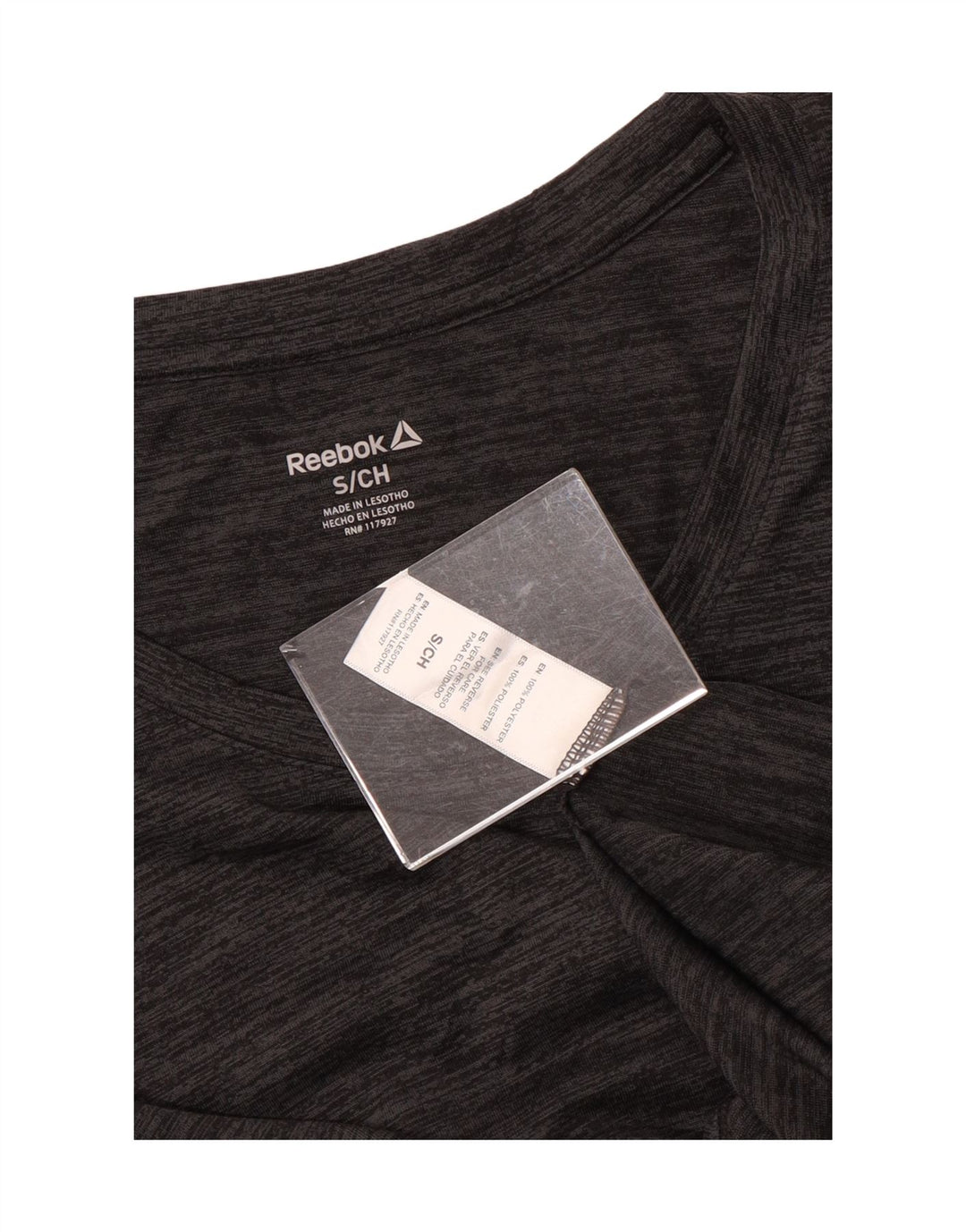 REEBOK Damen Top Langarm UK 10 Small Grau geflecktes Polyester