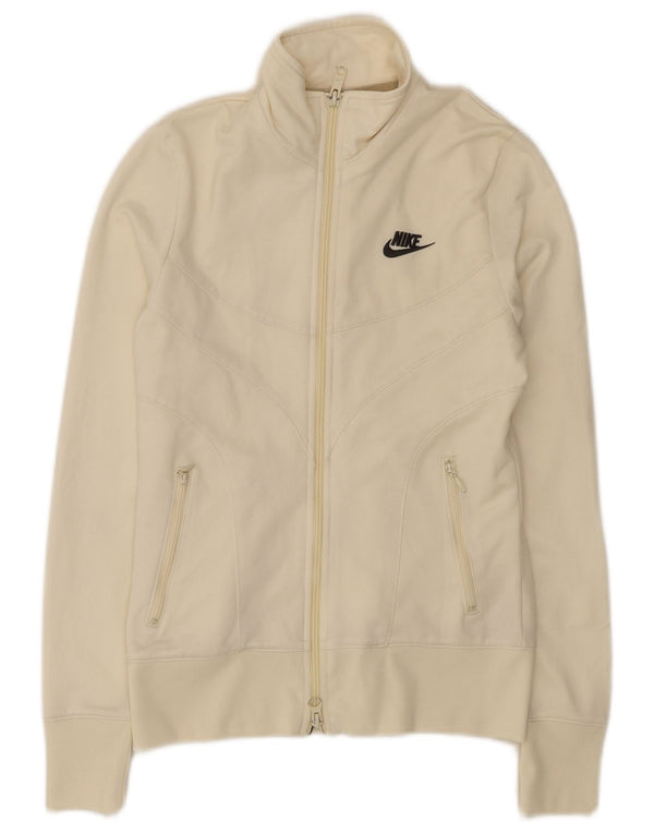 Nike Damen-Trainingsanzug-Top-Jacke UK 8/10 Small Off White Polyester