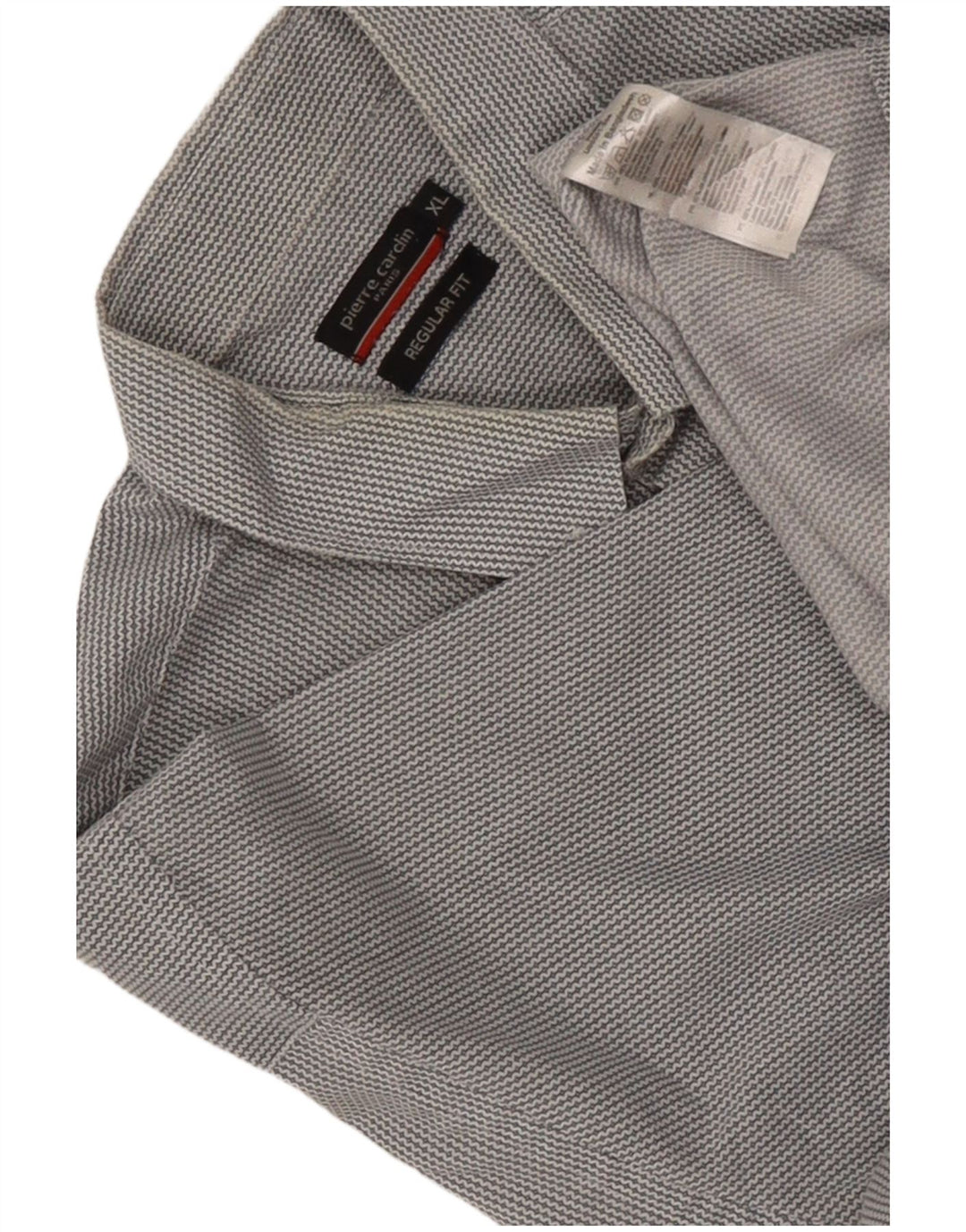 Pierre Cardin Herren-Hemd, kurzärmelig, normale Passform, XL, grau, Chevron-Polyester