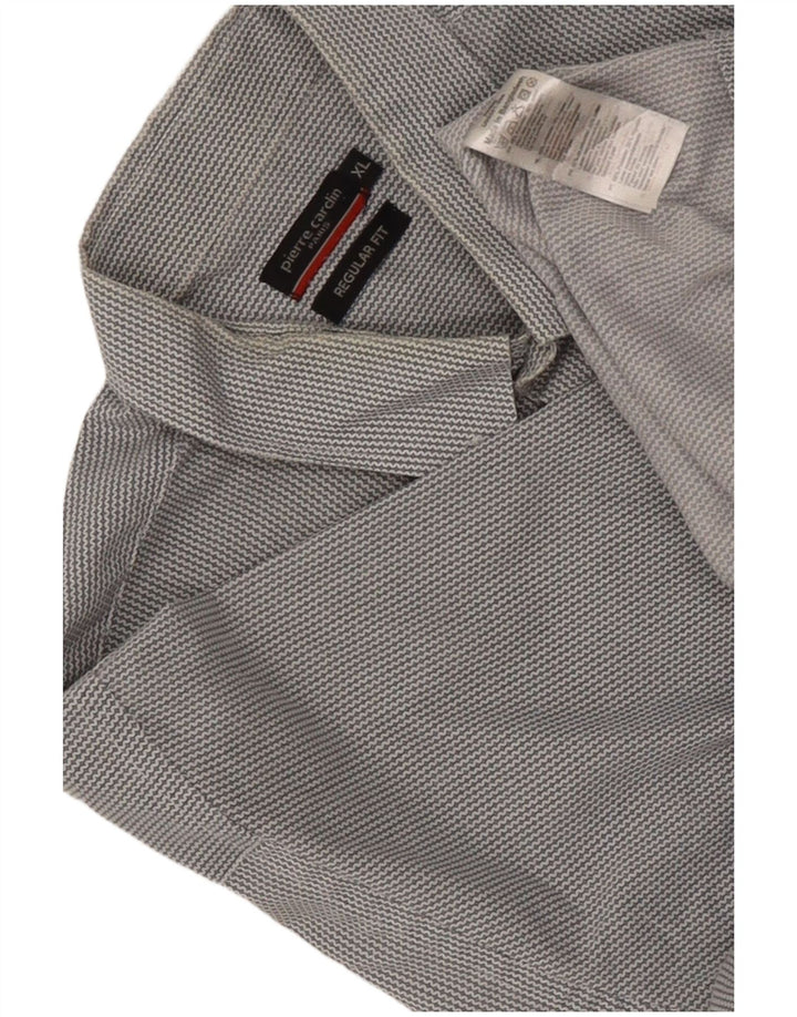 Pierre Cardin Herren-Hemd, kurzärmelig, normale Passform, XL, grau, Chevron-Polyester