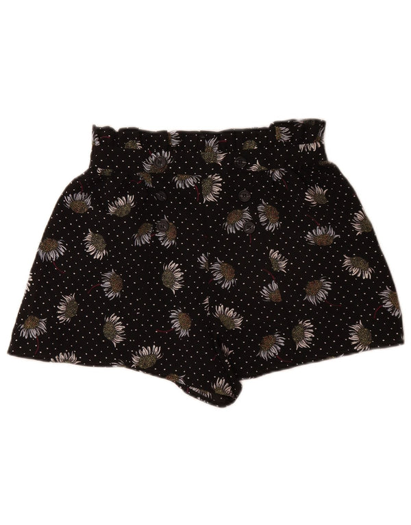 Topshop Damen Freizeitshorts UK 10 Small W26 Schwarz geblümtes Polyester
