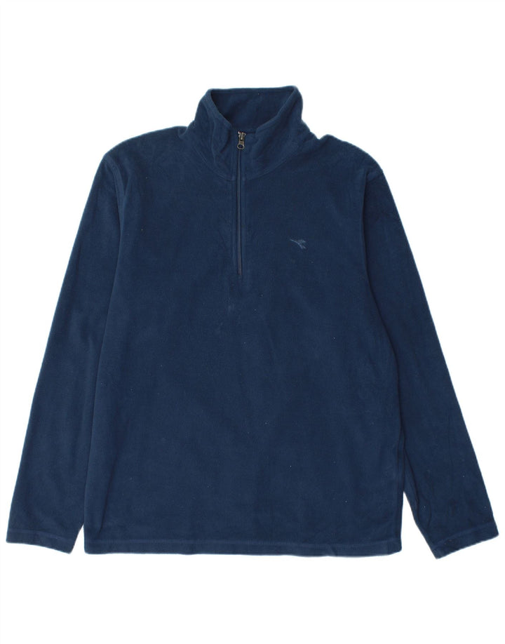 Diadora Herren-Fleecepullover mit Reißverschluss am Hals, großes marineblaues Polyester