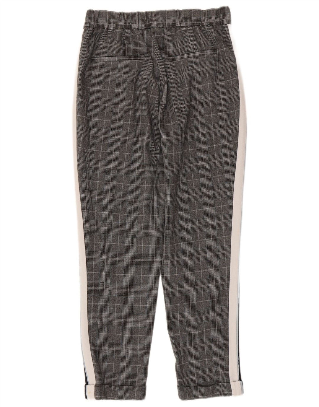 Schmale Freizeithose für Damen von Zara, Größe S, W26, L24, grau kariertes Polyester