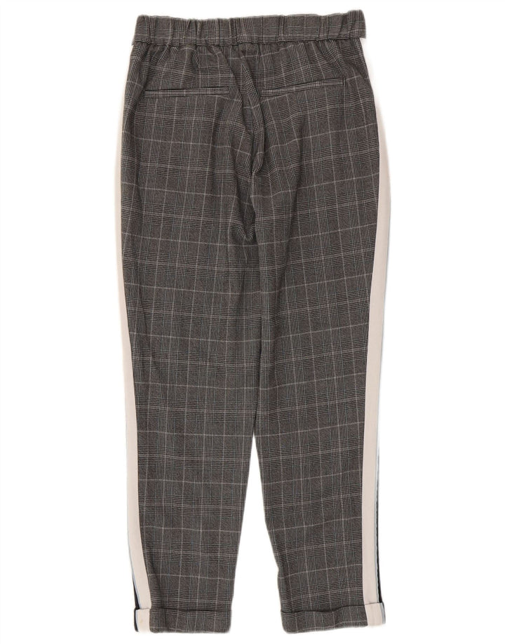 Schmale Freizeithose für Damen von Zara, Größe S, W26, L24, grau kariertes Polyester