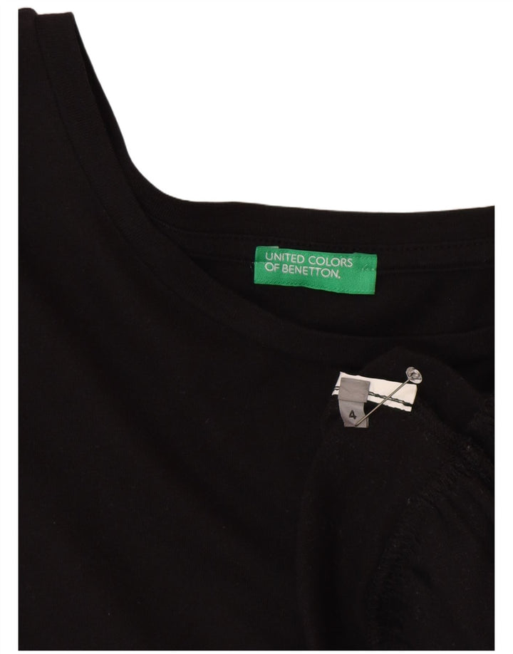 Benetton Damen-Blusenoberteil mit 3/4-Ärmeln, US 4 Small, Schwarz
