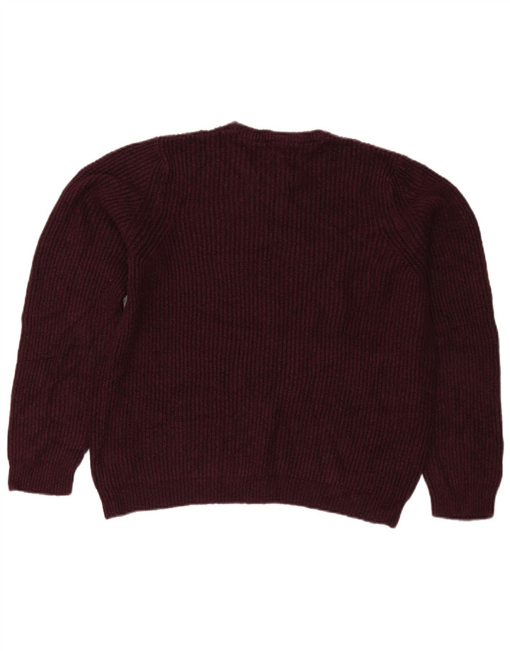Marks & Spencer Herren-Pullover mit Rundhalsausschnitt, mittelgroßes Burgunderrot, Acryl