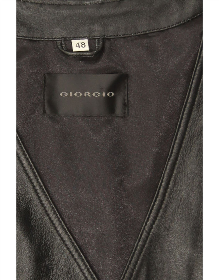 Vintage Herren Lederweste IT 48 Small Schwarz