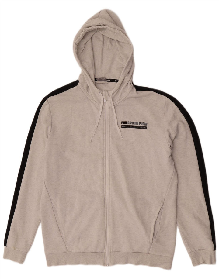 Puma Herren Graphic Zip Hoodie Pullover Mittelgraue Colourblock-Baumwolle