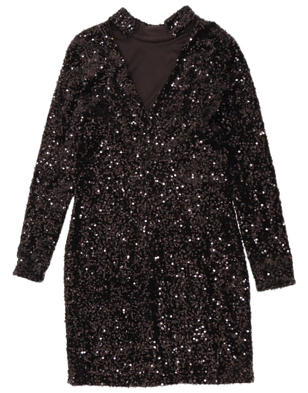 Warehouse Damen-Etuikleid mit Pailletten, UK 12, Mittelschwarz, Polyester