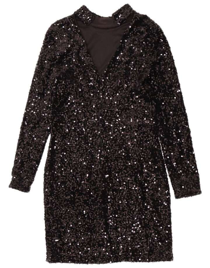 Warehouse Damen-Etuikleid mit Pailletten, UK 12, Mittelschwarz, Polyester