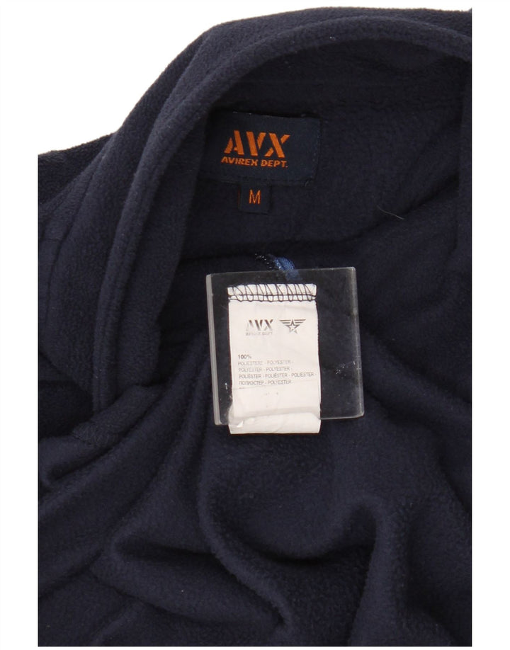 Avirex Herren-Fleecepullover mit Reißverschluss am Hals, mittelmarineblaues Polyester