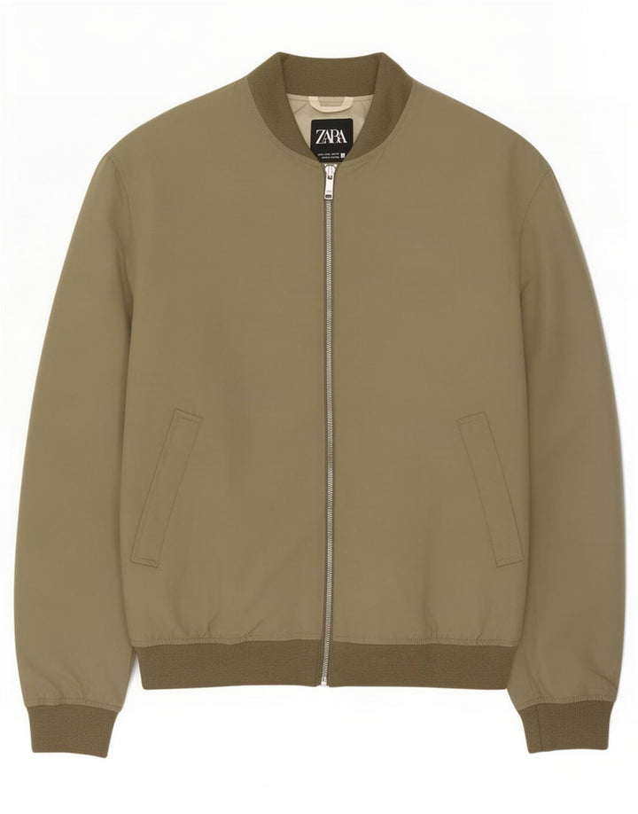 Zara Herren Bomberjacke UK 40 Large Grün Polyester