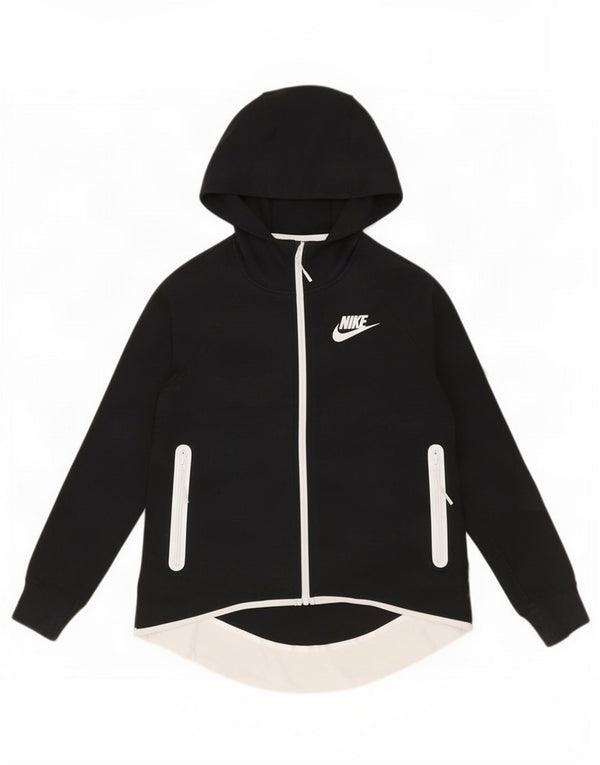 Nike Damen-Pullover mit übergroßem Reißverschluss und Kapuze, UK 6, XS, schwarze Baumwolle