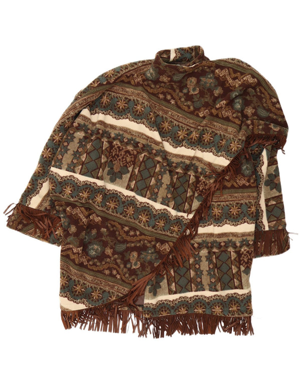 Castellani Offener Poncho-Mantel für Damen UK 22 3XL Braun Geometrisch