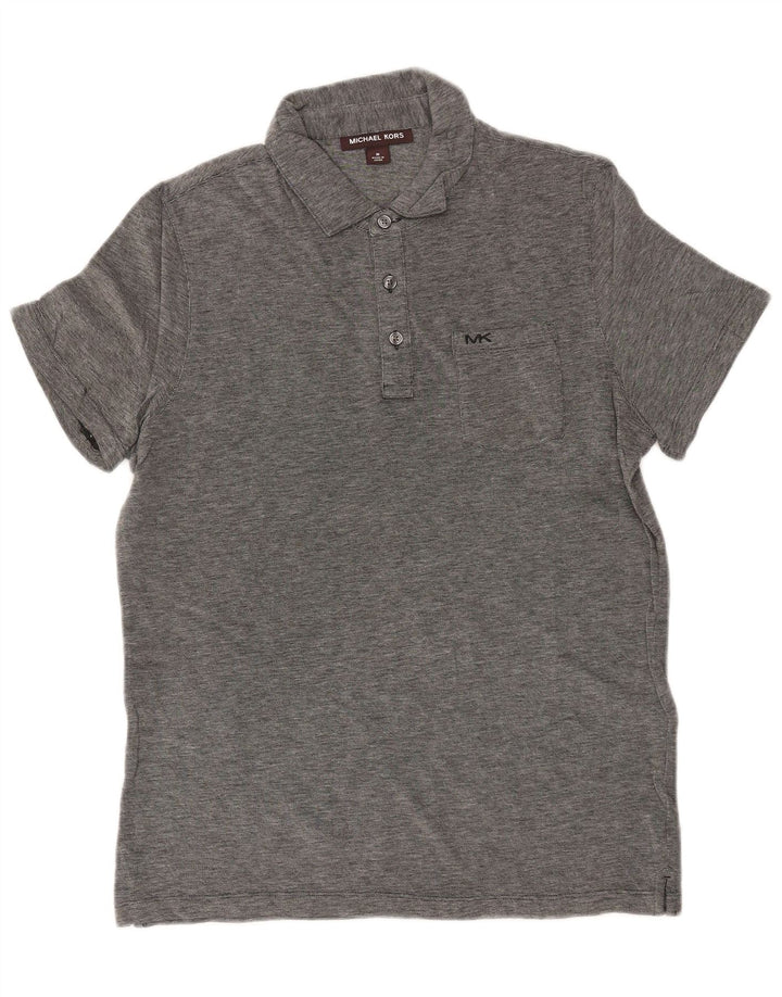 MICHAEL KORS Herren-Poloshirt aus mittelgrau gesprenkelter Baumwolle