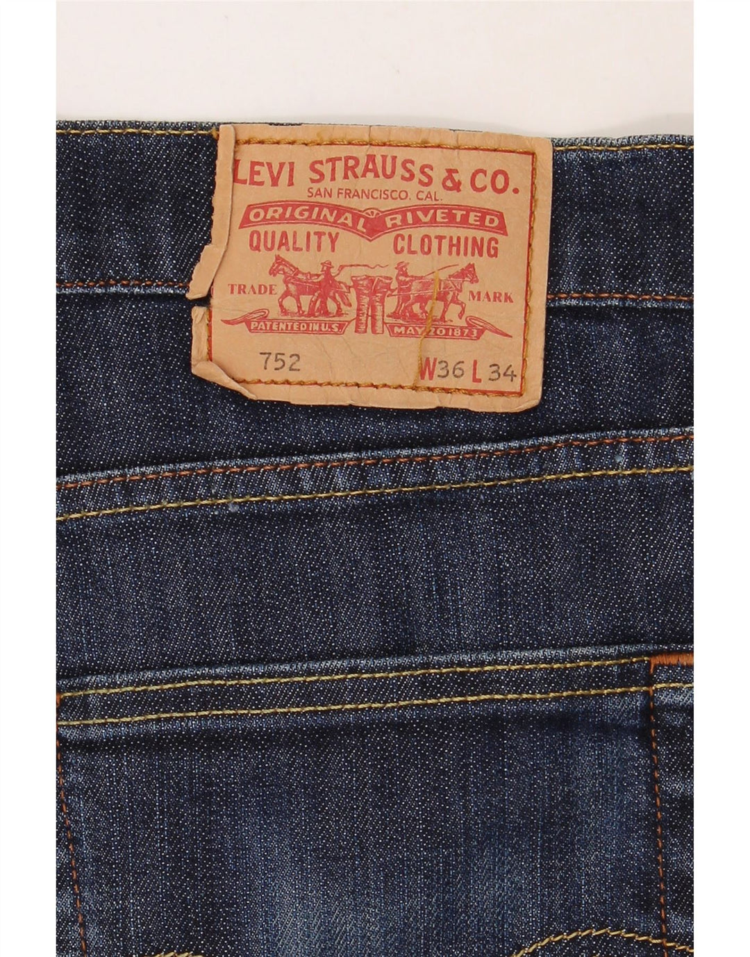 LEVI'S Mens 752 Straight Jeans W36 L27 Navy Blue Vintage Levi's and Second-Hand Levi's from Messina Hembry 