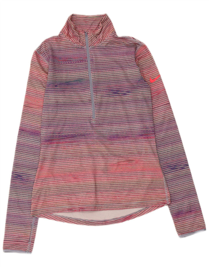 NIKE Womens Pullover Tracksuit Top UK 12 Medium Multicoloured Striped