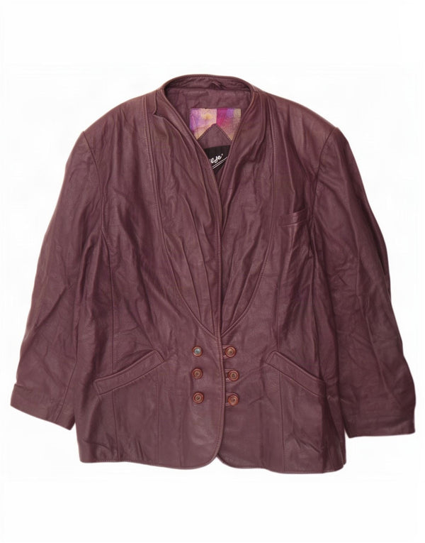 Cruse Damen Zweireiher-Blazer aus Leder, EU 42, Größe L, Lila