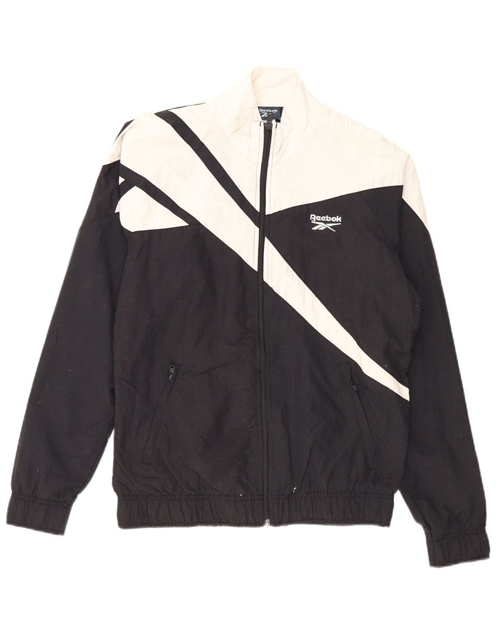 REEBOK Herren-Trainingsanzug-Oberteil, Jacke, Größe S, Schwarz, Colourblock-Polyester