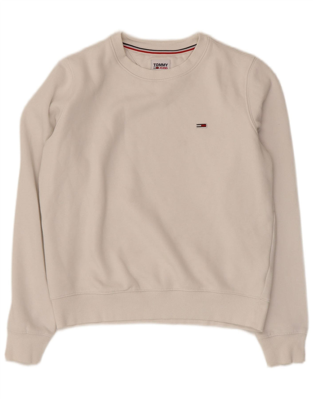 TOMMY HILFIGER Damen Übergroßer Sweatshirt-Pullover UK 6 XS Weiße Baumwolle