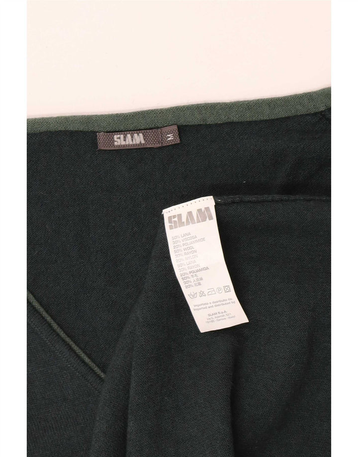 Slam Damen-Pullover mit V-Ausschnitt, UK 12, mittelgrüne Wolle