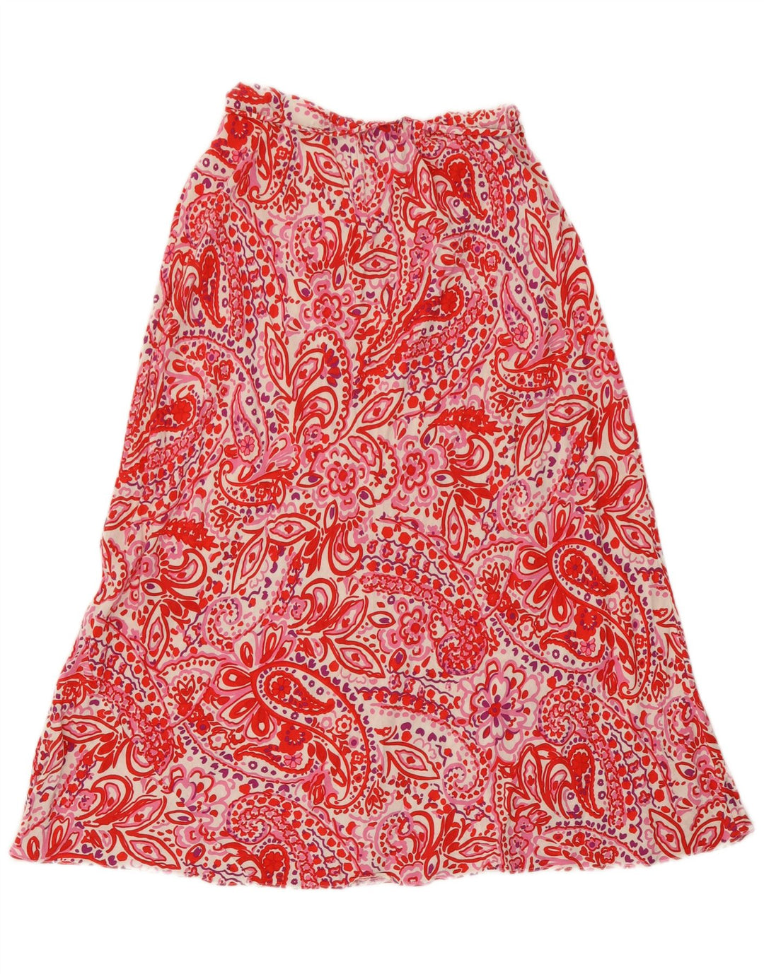 Marks & Spencer Damen ausgestellter Rock UK 12 Medium W28 Rote Paisley-Viskose