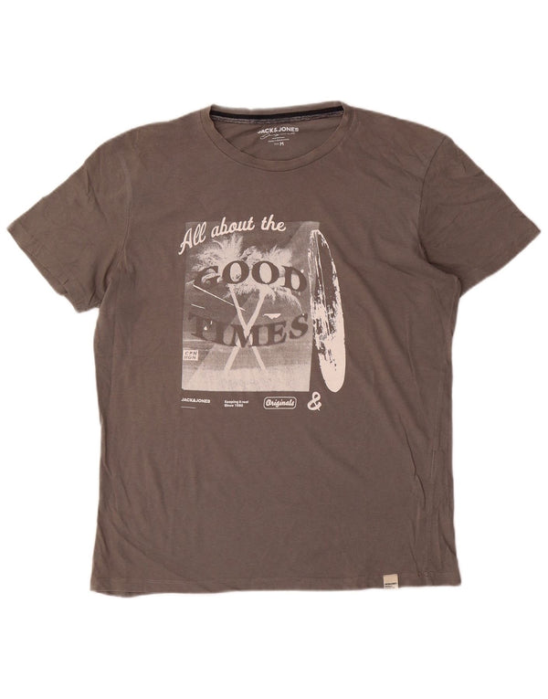 Jack & Jones Herren Grafik-T-Shirt-Oberteil Mittelgrau