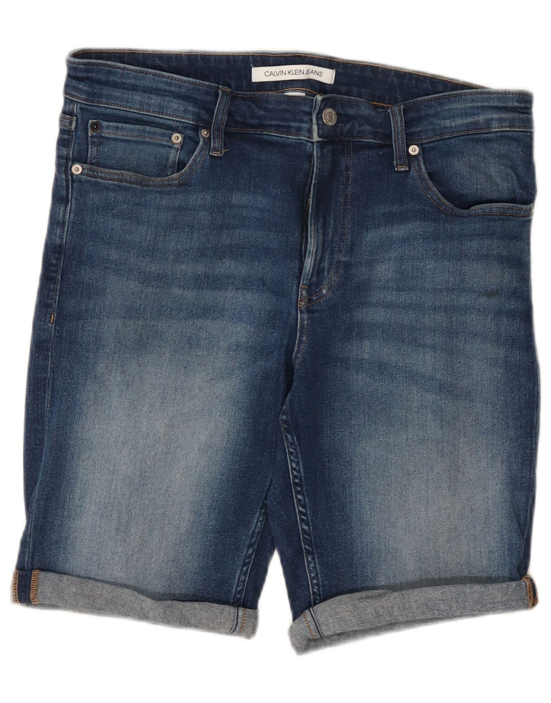 Calvin Klein Herren Denim Shorts W32 Mittelblaue Baumwolle
