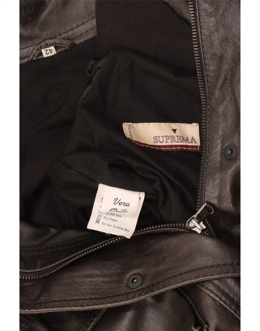 Suprema Damen Lederjacke IT 42 Mittelschwarzes Leder