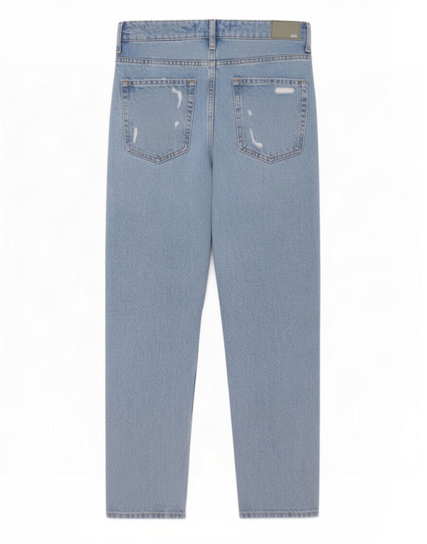 Zara Damen Distressed Tapered Jeans EU 34 2XS W24 L27 Blaue Baumwolle