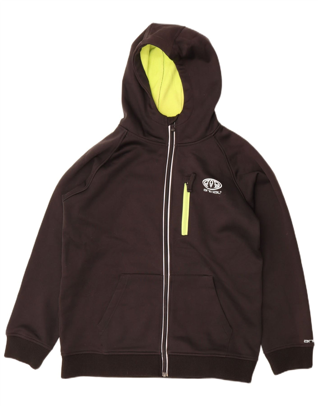 Kapuzenpullover mit Reißverschluss und Animal-Motiv für Jungen, 15–16 Jahre, schwarzes Polyester