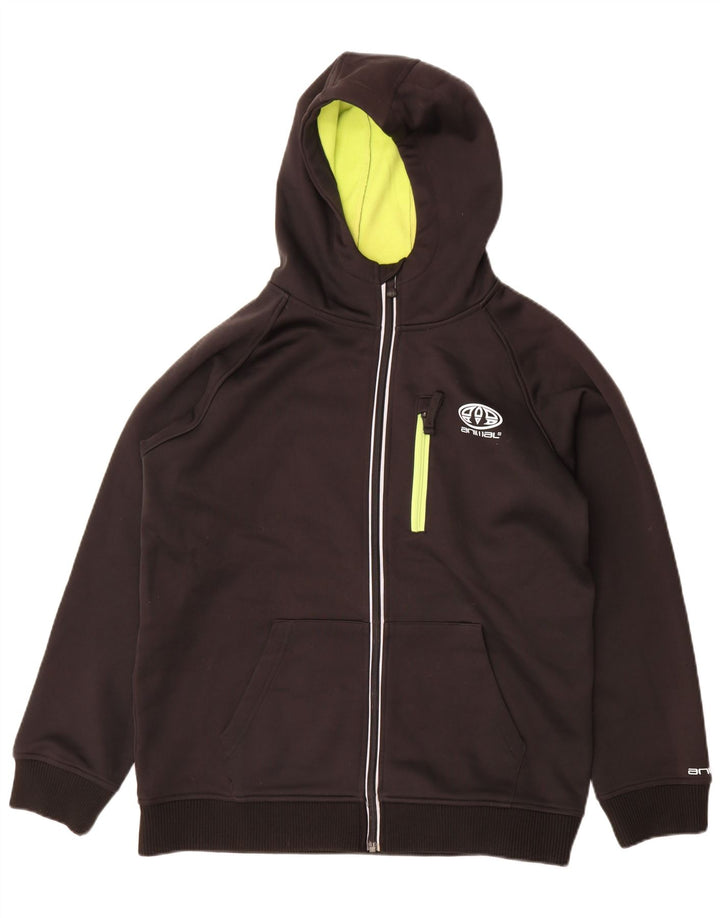 Kapuzenpullover mit Reißverschluss und Animal-Motiv für Jungen, 15–16 Jahre, schwarzes Polyester
