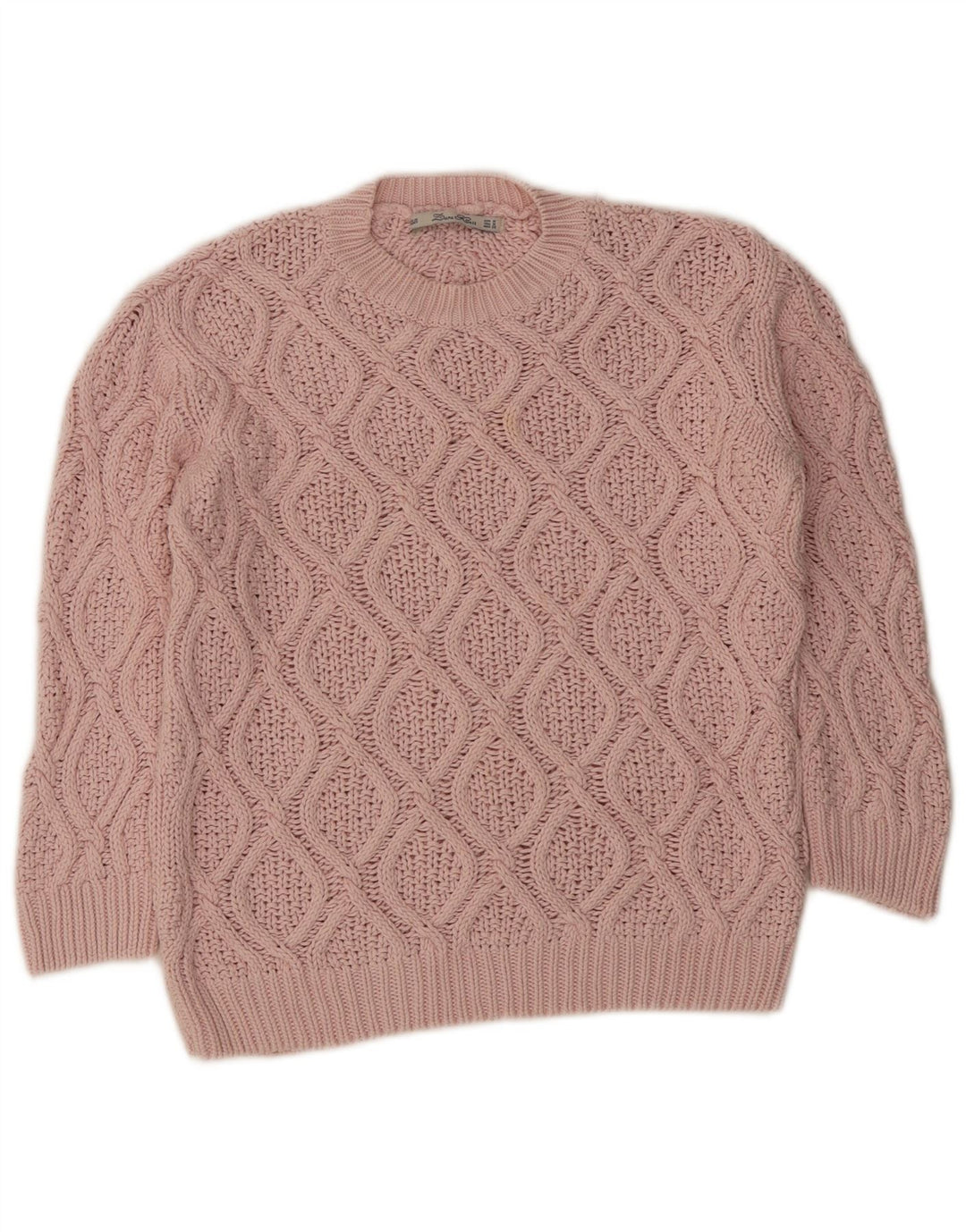 Zara Damen-Pullover mit Rundhalsausschnitt, UK 14, mittelrosa, Baumwolle