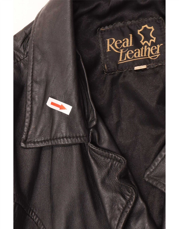 Vintage Damen Übergroße Lederjacke UK 10 Small Schwarz