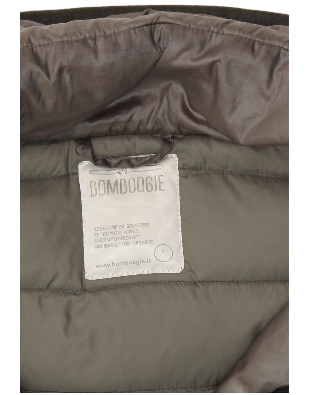 Bomboogie Wattierter Damenmantel mit Kapuze, Größe 1, klein, graues Polyester
