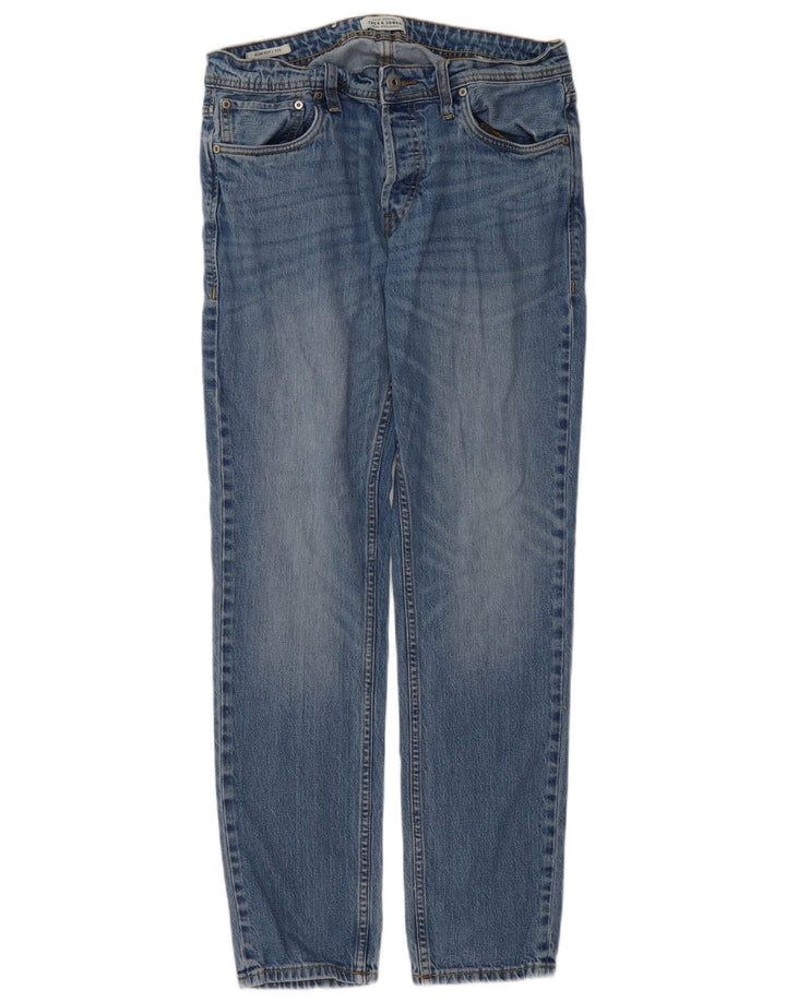 Jack & Jones Herren Tim Slim Jeans W32 L32 Blaue Baumwolle