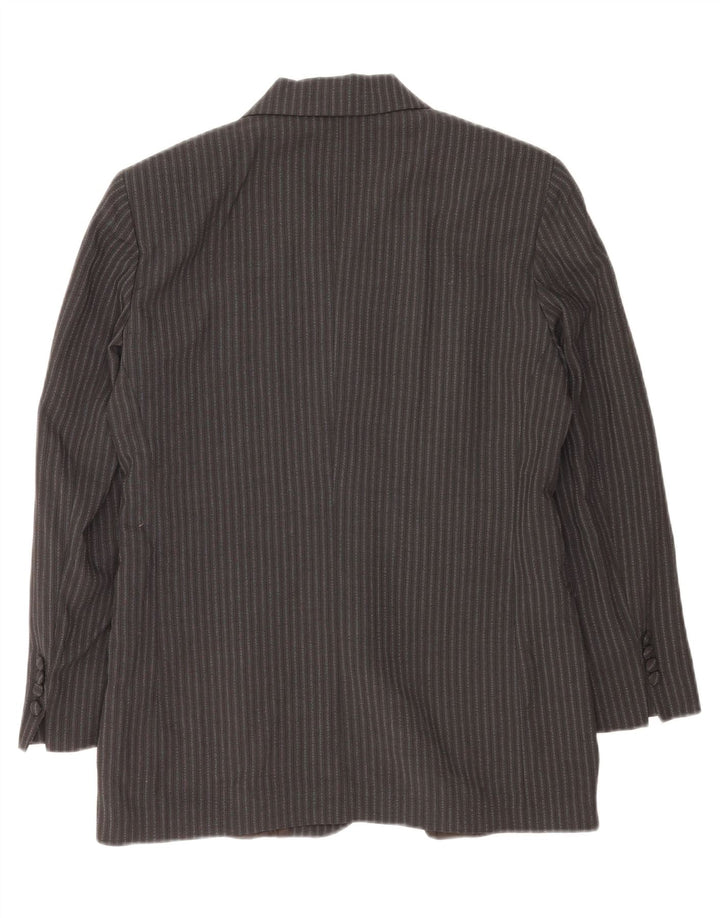 Swish Damen Blazer Jacke IT 46 Große schwarze Nadelstreifenwolle