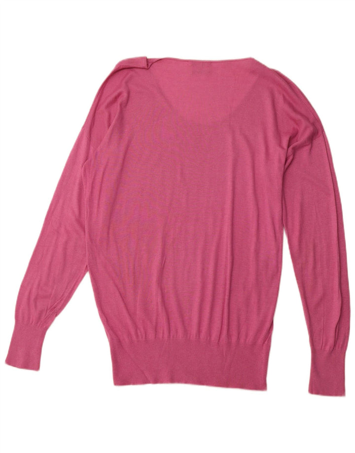 MASSIMO DUTTI Damen-Pullover mit U-Boot-Ausschnitt, Gr. 14, mittelrosa Seide