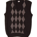 Vintage Herren Weste Tank Top Klein Schwarz Argyle/Diamant