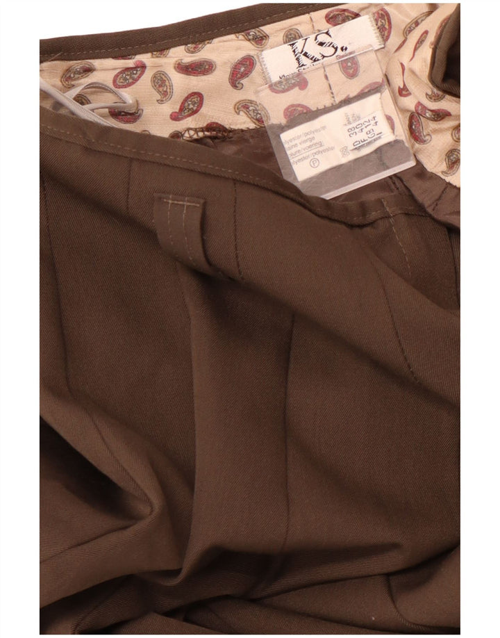 VINTAGE Faltenrock in A-Linie für Damen mit hoher Taille, UK 12, Mittel W28, Braun