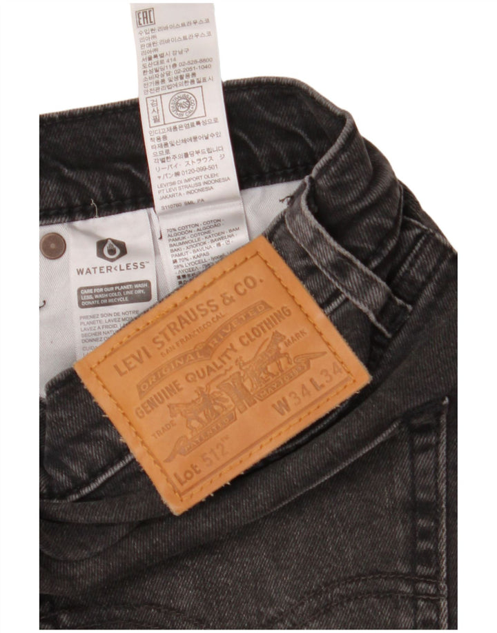 Levi's Herren 512 Distressed Slim Tapered Jeans W34 L34 Graue Baumwolle