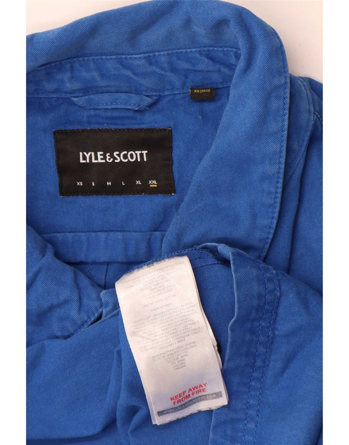 Lyle & Scott Herren Bomberjacke UK 44 2XL Blaue Colourblock-Baumwolle