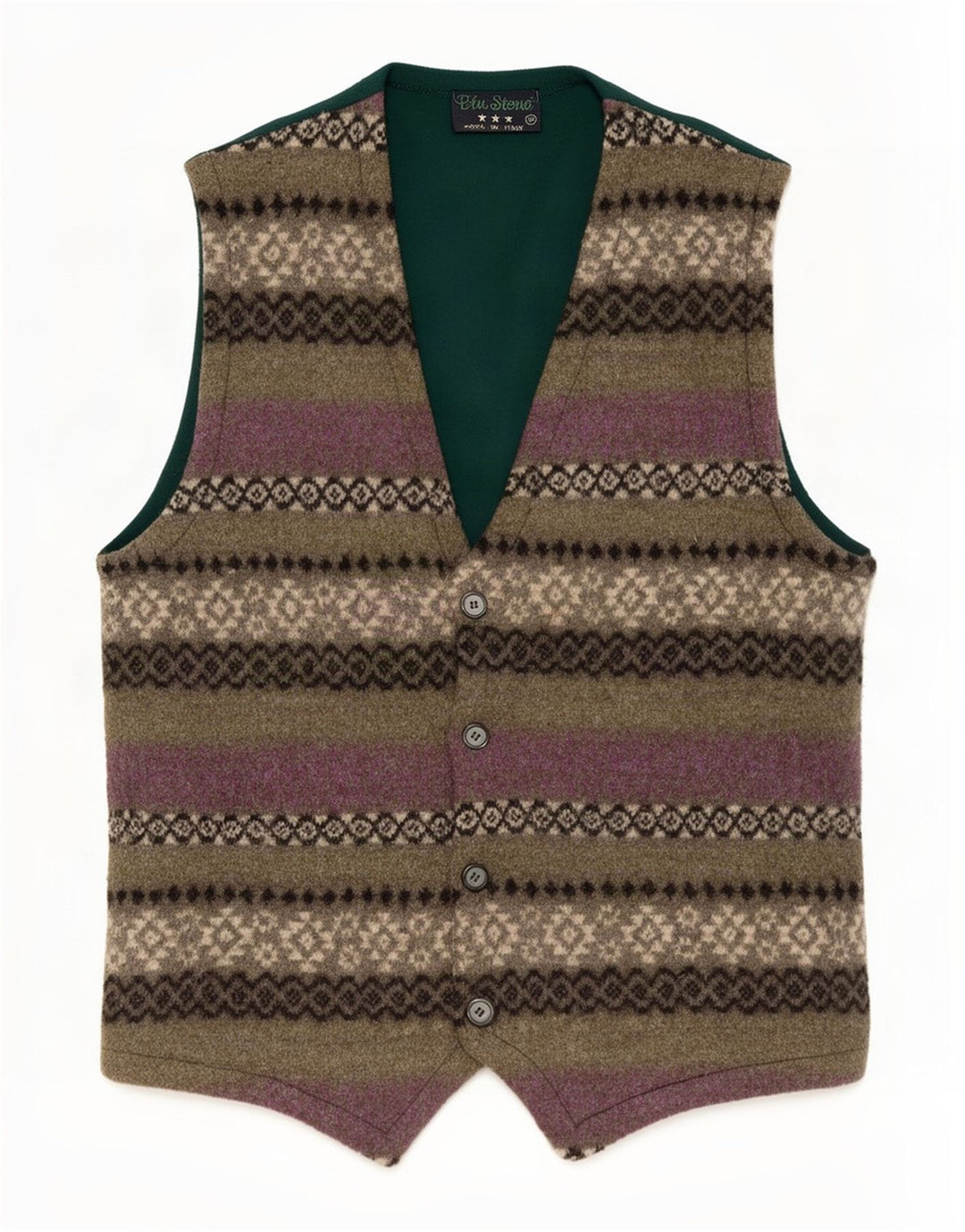 Vintage Herren Weste Mittelgrün Fair Isle